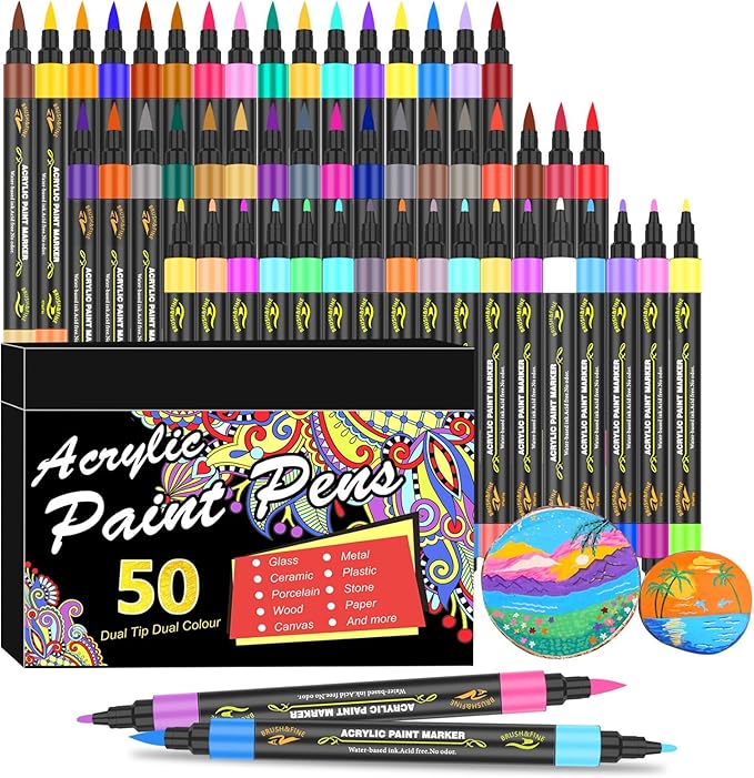 Amamao 100 Colors Acrylic Paint Markers Pens Set,